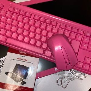 Pink PC computer, Keyboard and Mouse Set
